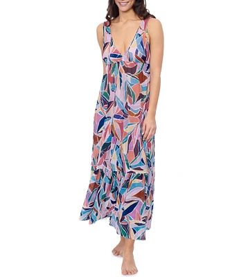 Profile By Gottex Aura Mesh V-Neck Sleeveless Swim Cover-Up Dress
