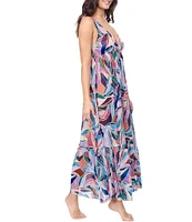 Profile By Gottex Aura Mesh V-Neck Sleeveless Swim Cover-Up Dress