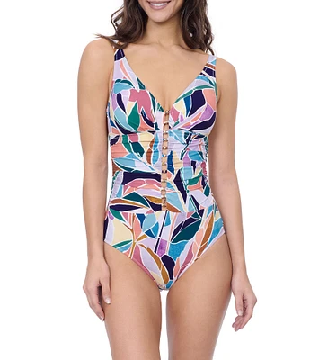 Profile By Gottex Aura V-Neck Tummy Control Surplice One Piece Swimsuit