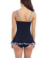 Profile By Gottex Bachata V-Neck D-Cup Bra Size Underwire Ruffle Trim Bandeau One Piece Swimsuit