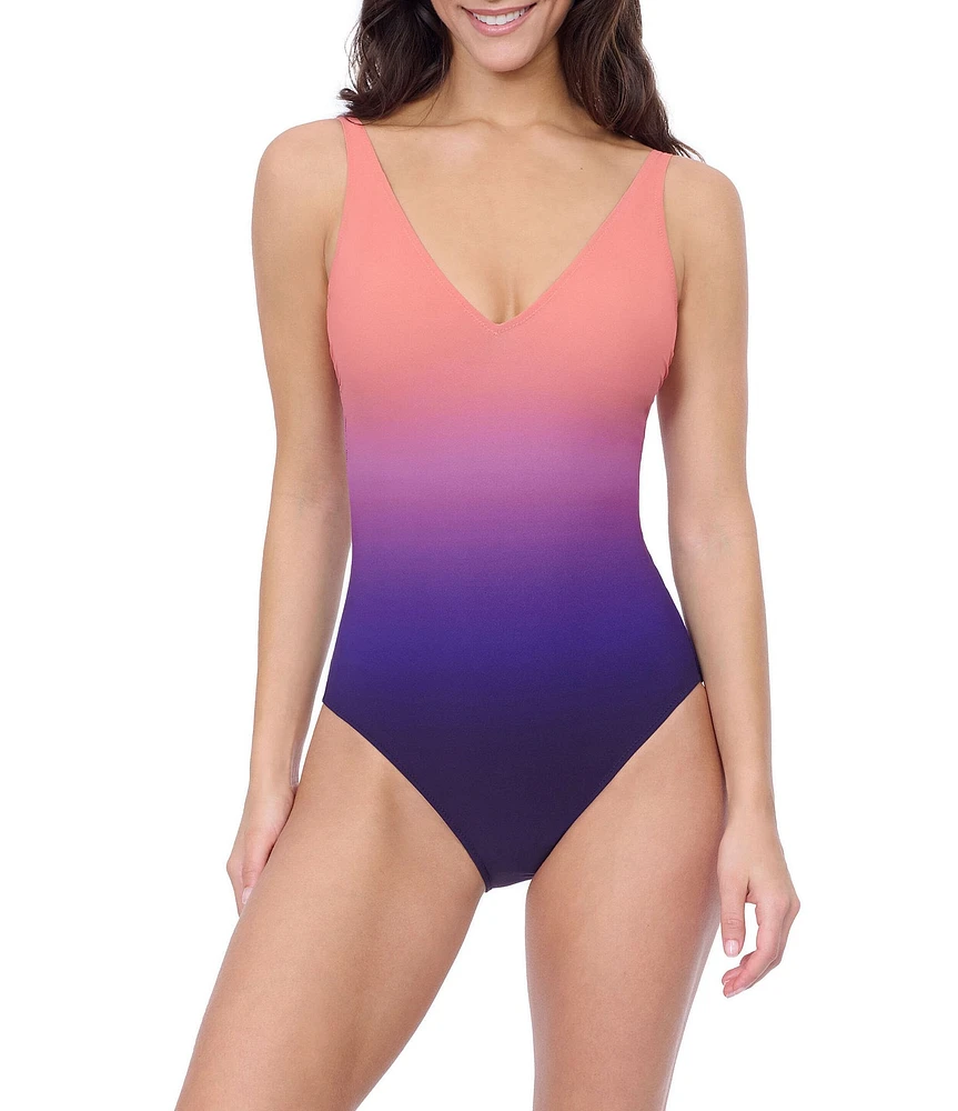 Profile By Gottex Blend V-Neck Open Back Tummy Control One Piece Swimsuit