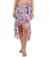 Profile By Gottex Karma High Low Ruffle Wrap Swim Cover-Up Skirt