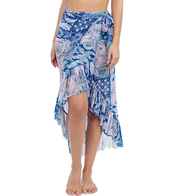 Profile By Gottex Karma High Low Ruffle Wrap Swim Cover-Up Skirt