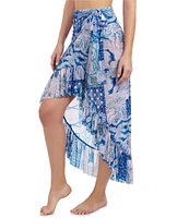 Profile By Gottex Karma High Low Ruffle Wrap Swim Cover-Up Skirt