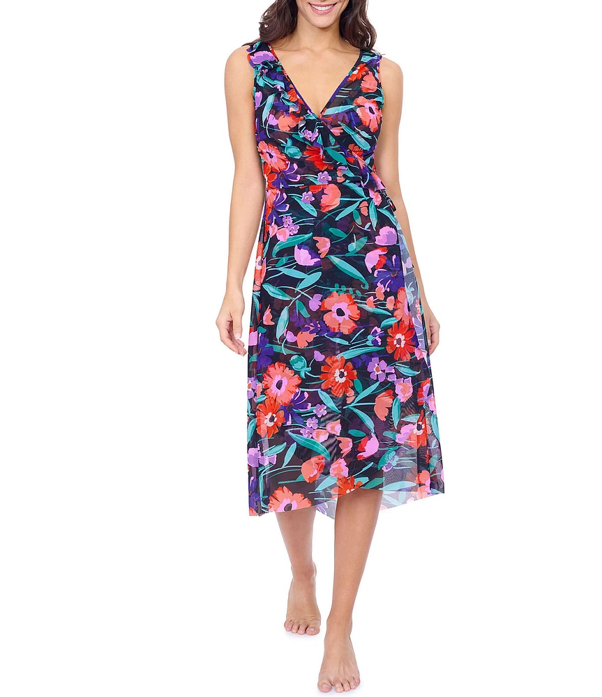 Profile By Gottex Marguerite V-Neck Midi Wrap Dress Swim Cover-Up Dress