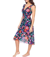 Profile By Gottex Marguerite V-Neck Midi Wrap Dress Swim Cover-Up Dress