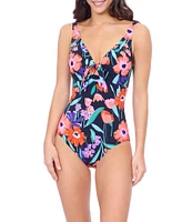 Profile By Gottex Marguerite V-Neck Tie Front Tummy Control One Piece Swimsuit