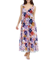 Profile By Gottex Melody Mesh Floral V-Neck Maxi Swim Cover-Up Dress