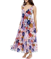 Profile By Gottex Melody Mesh Floral V-Neck Maxi Swim Cover-Up Dress