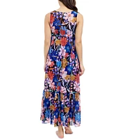 Profile By Gottex Melody Mesh Floral V-Neck Maxi Swim Cover-Up Dress