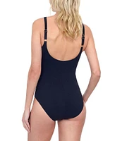 Gottex Rose Bud Solid Surplice V-Neck Tummy Control One-Piece Swimsuit