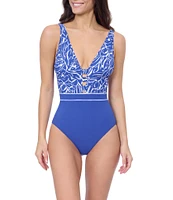 Profile By Gottex Tulip Deep V-Neck Halter Tummy Control One Piece Swimsuit