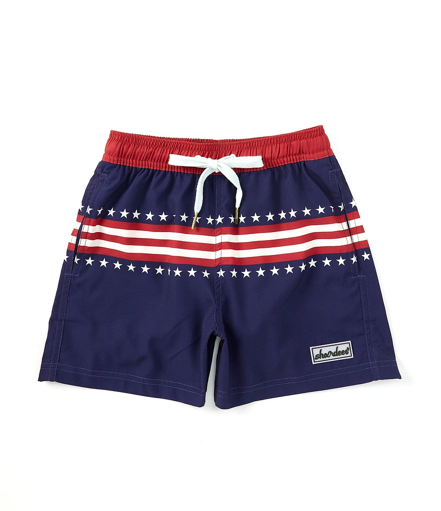 Properly Tied Little Boys 2T-7 USA Shordees Swim Trunks