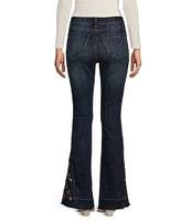 Prosperity Denim High Rise Embroidered Released Hem Flare Leg Jeans