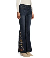 Prosperity Denim High Rise Embroidered Released Hem Flare Leg Jeans