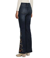 Prosperity Denim High Rise Embroidered Released Hem Flare Leg Jeans