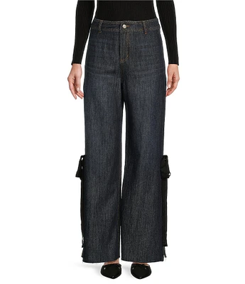 Prosperity Denim High Rise Bow Side Wide Leg Trouser Jeans