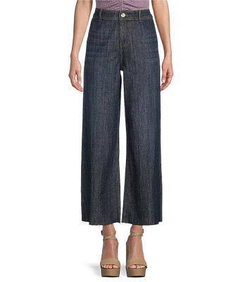 Prosperity Denim High Rise Wide Leg Raw Hem Trouser Jeans