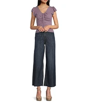 Prosperity Denim High Rise Wide Leg Raw Hem Trouser Jeans