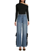 Prosperity Denim High Rise Bow Side Wide Leg Trouser Jeans