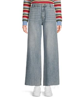 Prosperity Light Denim High Rise Wide Leg Raw Hem Trouser Jeans