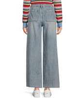 Prosperity Light Denim High Rise Wide Leg Raw Hem Trouser Jeans