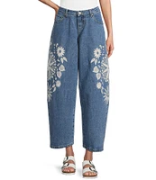 Prosperity Denim Mid Rise Embroidered Barrel Jeans