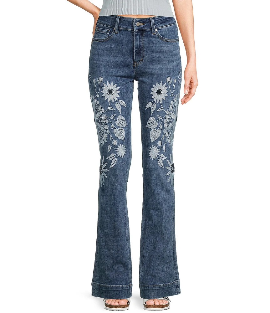 Prosperity Denim Mid Rise Embroidered Bootcut Trouser Jeans