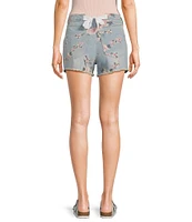 Prosperity Denim Mid Rise Floral Printed Denim Shorts