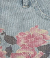 Prosperity Denim Mid Rise Floral Printed Denim Shorts