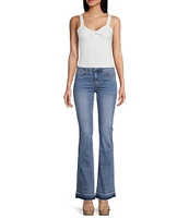 Prosperity Denim Mid Rise Frayed Hem Trouser Bootcut Jeans