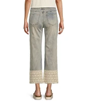 Prosperity Denim Mid Rise Straight Leg Crochet Hem Cropped Jeans