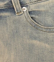 Prosperity Denim Mid Rise Straight Leg Crochet Hem Cropped Jeans