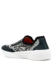 PSUDO Women's Court Bandana Print Washable Slip-On Sneakers