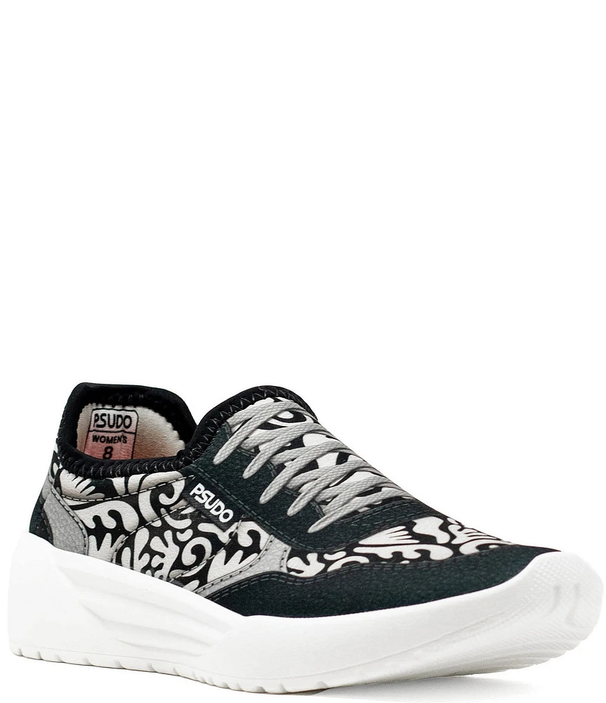 PSUDO Women's Court Bandana Print Washable Slip-On Sneakers