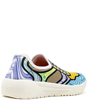 PSUDO Women's Court Colorblock Print Washable Slip On Sneakers