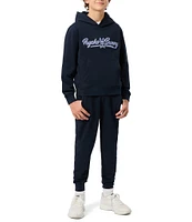 Psycho Bunny Big Boys 7-20 Long Sleeve Chenille-Logo French Terry Hoodie