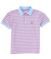 Psycho Bunny Big Boys 7-20 Short Sleeve Willis Stripe Jersey Sport Polo Shirt