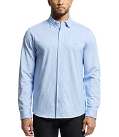 Psycho Bunny Brook Classic Fit Spread Collar Striped Stretch Knit Dress Shirt