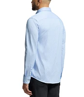 Psycho Bunny Brook Classic Fit Spread Collar Striped Stretch Knit Dress Shirt