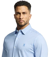 Psycho Bunny Brook Classic Fit Spread Collar Striped Stretch Knit Dress Shirt