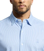 Psycho Bunny Brook Classic Fit Spread Collar Striped Stretch Knit Dress Shirt
