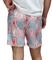 Psycho Bunny Chuck Allover Bunny Pattern 5 3/4#double; Inseam Swim Trunks