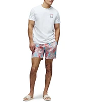 Psycho Bunny Chuck Allover Bunny Pattern 5 3/4#double; Inseam Swim Trunks