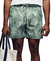 Psycho Bunny Chuck Allover Bunny Pattern 5 3/4#double; Inseam Swim Trunks