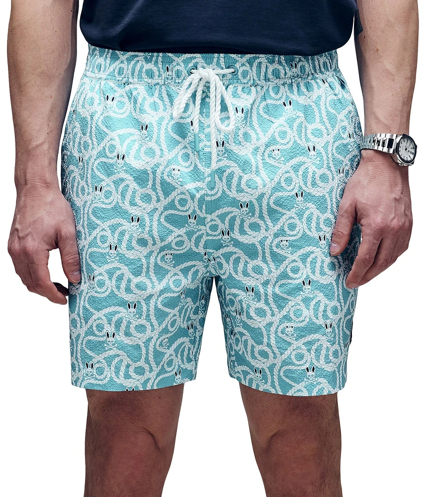 Psycho Bunny Cyrus Nautical-Inspired 5 3/4#double; Inseam Swim Trunks