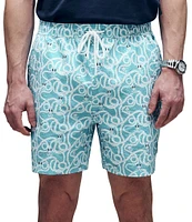 Psycho Bunny Cyrus Nautical-Inspired 5 3/4#double; Inseam Swim Trunks