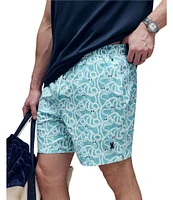 Psycho Bunny Cyrus Nautical-Inspired 5 3/4#double; Inseam Swim Trunks