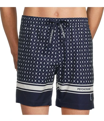 Psycho Bunny Hunter Allover Bunny Pattern 5 3/4#double; Inseam Swim Trunks