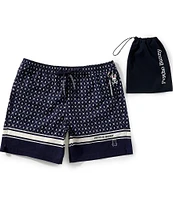 Psycho Bunny Hunter Allover Bunny Pattern 5 3/4#double; Inseam Swim Trunks